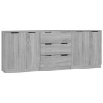 Enfilade buffet de cuisine - lot de 3 buffets sonoma gris - bois dingnierie zlh?440720067