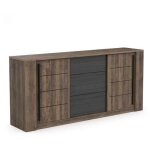 Enfilade monaco - décor chêne et noir - 2 portes + 3 tiroirs - l206 x p44, 9 x h94 cm - cba meubles Enfilade monaco - décor chêne et noir - 2 portes + 3 tiroirs - l206 x p44, 9 x h94 cm - cba meubles