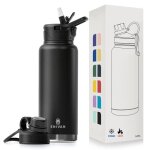 Enivan gourde sport isotherme 1l inox avec 2 bouchons ? paille et embout sans bpa tanche anti - fuite ...