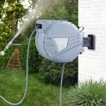 Enrouleur de tuyau darrosage amersfoort avec tuyau de 20 m gris