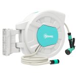 Enrouleur tuyau arrosage - outsunny - 35 + 2 m - support mural + poign�e - pivotant � 180� - 7 options ...