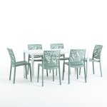 Ensemble de salle à manger - thomas - table en fer - 6 chaises dafne - design moderne - idéal extérieur ... Ensemble de salle à manger - thomas - table en fer - 6 chaises dafne - design moderne - idéal extérieur ...