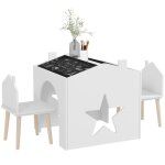 Ensemble 1 table et 2 chaise 3 pi�ces aiyaplay pour enfants avec plateau de tableau noir mdf et pieds ...