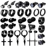 Ensemble de 15 boucles doreilles en acier inoxydable de style punk y2k (15 pices) motifs tte de mort ...