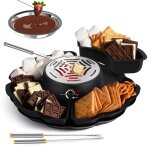 Ensemble 2 en 1 pour fondue au chocolat et smores plat  rtir lectrique  guimauve de 280 w avec contrle ...