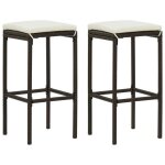 Ensemble de 2 chaises de bar / tabourets de bar avec coussins - uu - marron résine tressée 38 x 38 x ... Ensemble de 2 chaises de bar / tabourets de bar avec coussins - uu - marron résine tressée 38 x 38 x ...