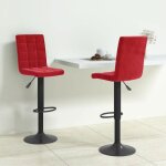 Ensemble de 2 chaises de bar / tabourets de bar - uu - rouge bordeaux velours 40 x 52 x (1025 - 1245)cm ... Ensemble de 2 chaises de bar / tabourets de bar - uu - rouge bordeaux velours 40 x 52 x (1025 - 1245)cm ...