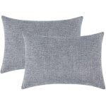 Ensemble de 2 housses de coussin lombaires de couleur pure housses de coussin dcoratives en lin rustique ...