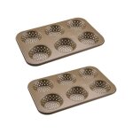 Ensemble de 2 moules � petits pains individuels ronds 6 empreintes 33 x 22 cm zenker mojave gold