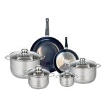 Ensemble de 2 po�les de cuisson 20 et 28 cm et 4 faitouts 12 16 20 et 24 cm elo prima brillant