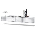 Ensemble de 2 set meuble tv lana 100 murale lowboard 100 x 29 x 37 cm caisson en blanc mat fa�ades en ...