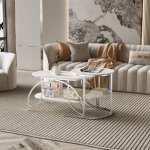 Ensemble de 2 tables basses ovales blancplateau en marbre support en métal argenté convient pour le salon ... Ensemble de 2 tables basses ovales blancplateau en marbre support en métal argenté convient pour le salon ...