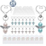 Ensemble de 20 porte - clés en forme dange comprenant étiquettes de remerciement et sacs organza pour ... Ensemble de 20 porte - clés en forme dange comprenant étiquettes de remerciement et sacs organza pour ...