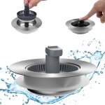 Ensemble 3 - en - 1 cr�pine et bouchon d?�vier en inox anti - obstruction poign�e pliable pour drains ...