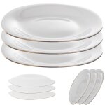 Ensemble de 3 assiettes en verre blanc bord dor 27cm - kadax