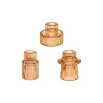 Bougeoirs d�coratifs - nikcorp - ensemble de 3 - verre marron - double face - style boh�me