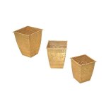 Ensemble de cache - pots - décor - métal doré - 3 pièces - design élégant - usage intérieur Ensemble de cache - pots - décor - métal doré - 3 pièces - design élégant - usage intérieur