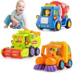 Ensemble de 3 camions de chantier  friction pour garons de 1  3 ans - balayeuse btonnire engins ...