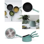 Ensemble de casseroles - 16 18 20 cm - antiadh�sif aspect pierre - compatible induction