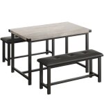 Ensemble 3 pices 1 table 4 chaises mdf mtal laqu cuisine ensemble table et chaises pour salle  manger ...