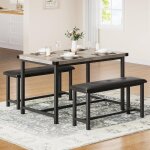 Ensemble 3 pi�ces 1 table 4 chaises mdf m�tal laqu� cuisine ensemble table et chaises pour salle � manger ...