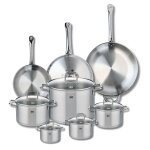 Ensemble de 3 poles de cuisson 24 28 et 32 cm et 5 faitouts 12 14 16 20 et 26 cm elo profi citrin