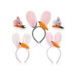 Ensemble de 3 serre - t�tes oreilles de lapin en peluche et 2 pinces carotte accessoires p�ques enfants ...