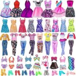Ensemble de 32 v�tements et accessoires pour poup�e barbie mini - robe tendance haut pantalon chaussures ...