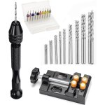 Ensemble de 37 mini perceuses  main pour lartisanat tau  broche forets hlicodaux de prcision avec ...