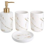 Ensemble de 4 accessoires de salle de bain en c�ramique avec distributeur de savon gobelets porte - savon ...