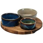 Excellent ensemble de 4 bols de service sur plateau en acacia ko - 278001190