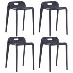 Ensemble de 4 chaises de bar / tabourets empilables - uu - noir plastique 365 x 41 x 545cm vidaxl9671629 ...