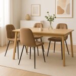 Ensemble de 4 chaises pour cuisine / salon beige avec capitonnage - avec rev�tement en tissu velours