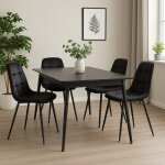 Ensemble de 4 chaises pour cuisine / salon noires avec capitonnage ? rev�tement en tissu velours