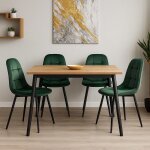 Ensemble de 4 chaises pour cuisine / salon vertes avec capitonnage ? rev�tement en tissu velours