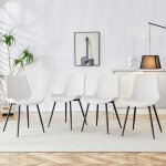 Ensemble de 4 chaises salle � manger (50x47x83cm) similicuir noir et blanc moderne pieds m�tal antid�rapants ...