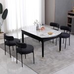 Dyhome ensemble de 4 chaises de salle � manger avec dossier rembourr� et pieds en m�tal noir chaises ...
