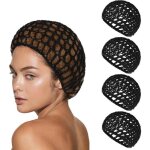 Ensemble de 4 filets � cheveux en crochet - filet repass� - filet de nuit - bonnet de nuit en crochet ...