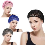 Ensemble de 4 filets � cheveux en crochet - filet repass� - filet de nuit - bonnet de nuit en crochet ...
