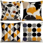 Ensemble de 4 housses de coussin en coton et lin 457 x 457 cm motifs de ferme et orange dcoration pour ...