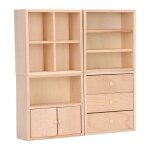 Ensemble de 4 meubles pour maison de poup�e 1 / 12 design simple pratique r�aliste miniature en bois