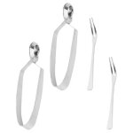 Ensemble de 4 pinces et fourchettes � escargots en acier inoxydable pinces de cuisine pinces de service ...