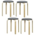 Ensemble de 4 tabourets empilables - homcom - ronds - sans dossier - assise rembourr�e - 40 x 40 x 45 ...