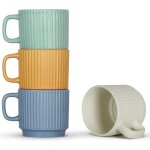 Ensemble de 4 tasses � caf� empilables 200 ml en c�ramique avec anse pour expresso latte cappuccino et ...