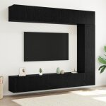 Ensemble de meubles tv mural - chêne noir - 5 pièces - 2 portes - style contemporain Ensemble de meubles tv mural - chêne noir - 5 pièces - 2 portes - style contemporain