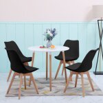 Ensemble 5 pices 1 table blanche 4 chaises noires cuisine ensemble table et chaises pour salle  manger ...