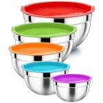 Ensemble de 5 saladiers - inox - gigognes - couvercles inclus - rsistants  la rouille - 14  26 cm