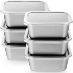 Ensemble de 6 bo�tes de conservation alimentaire - ouverture facile et �tanche - bo�tes � go�ter en acier ...