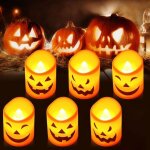 Ensemble de 6 bougies led orange pour une halloween Éblouissante Ensemble de 6 bougies led orange pour une halloween Éblouissante