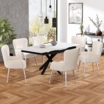 Ensemble de 6 chaises de salle  manger en veloursavec quatre pieds de support en mtal argentbeige ...